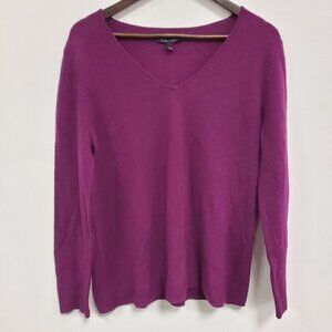 41 Hawthorn Womens V Neck Cashmere Sweater Size L Purple Winter Layers Luxe